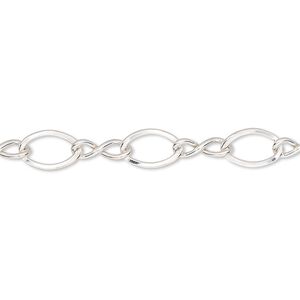 Chain 1pkg1 sterling silver figure 8, 6mm flat, 50 foot unfinished