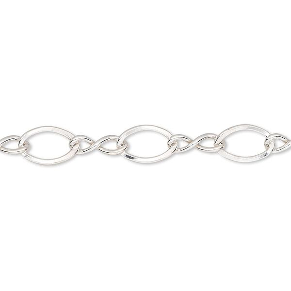 Chain, sterling silver, 6mm flat figure 8. Sold per 50-foot spool. image number 0