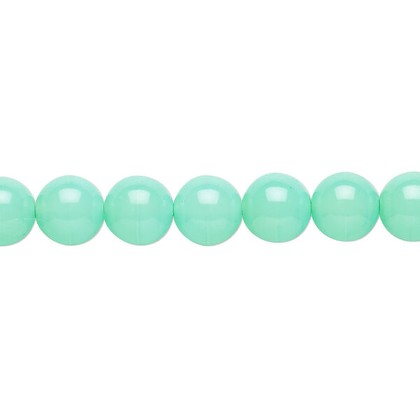 Bead, Czech dipped décor glass druk, light turquoise blue, 8mm round. Sold per 15-1/2" to 16" strand. image number 0