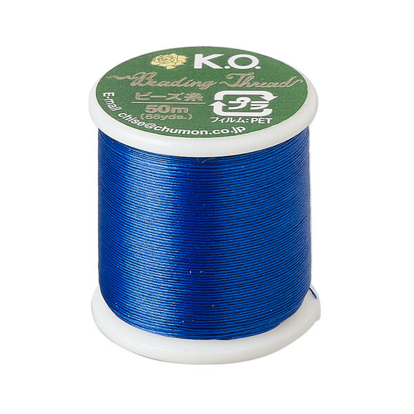 Thread, K.O., waxed nylon, Capri blue, 0.15mm diameter, 4-pound test. Sold per 55 yard spool. image number 0