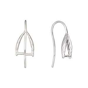 Ear wire 1pkg2 sterling silver, 21mm / perpendicular ice-pick bail / 8.5mm grip length, 19 gauge 1 pair