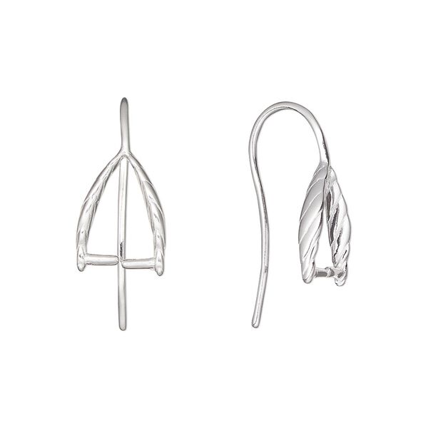 Ear wire 1pkg2 sterling silver, 21mm / perpendicular ice-pick bail / 8.5mm grip length, 19 gauge 1 pair image number 0