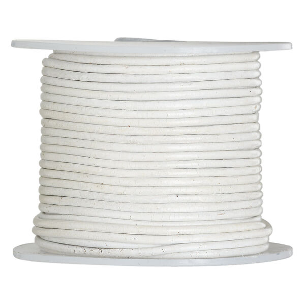 Cord, leather (dyed), white, 1.4-1.6mm round. Sold per 25-yard spool. image number 0