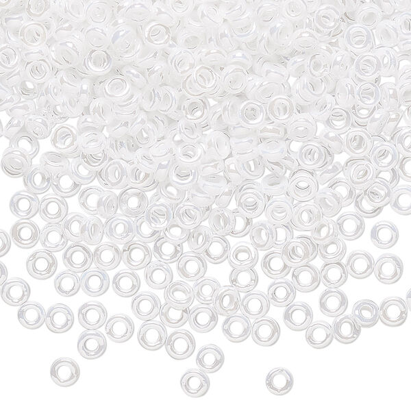 Seed bead, Miyuki, glass, pkg/10g, 3x1.3mm spacer rondelle, opaque pearl white, (SPR3-420). image number 0