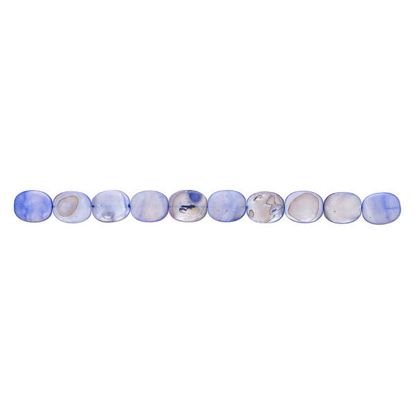 Mother-of-pearl shell 1pkg1, flat oval bead 15 inch light cobalt blue 23x19mm-24x19mm image number 1