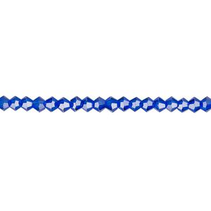 Bead 1pk 16 facets translucent cobalt blue, Celestial Crystal® 3mm bicone 15.5-16 inch