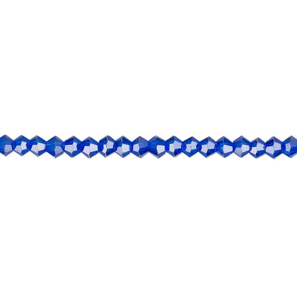Bead 1pk 16 facets translucent cobalt blue, Celestial Crystal® 3mm bicone 15.5-16 inch image number 0