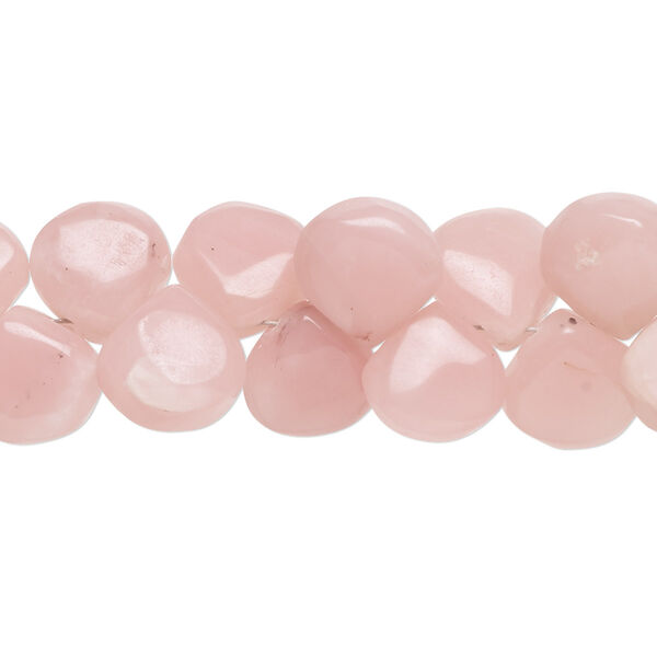 Bead, pink chalcedony (dyed), 9mm-11x10mm hand-cut top-drilled faceted puffed teardrop with 0.4-1.4mm hole, B grade, Mohs hardness 6-1/2 to 7. Sold per 7-inch strand, approximately 45 beads. image number 0