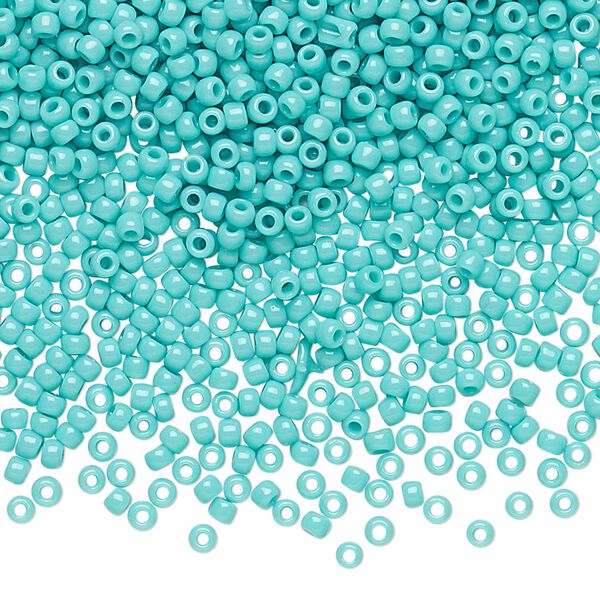 Seed bead, TOHO BEADS®, glass, pkg/7.5g, #11 round, opaque turquoise (TR-11-55). image number 0