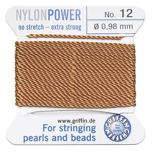 Thread, Griffin, nylon, cornelian, size #12. Sold per 2-meter card (approximately 78 inches).