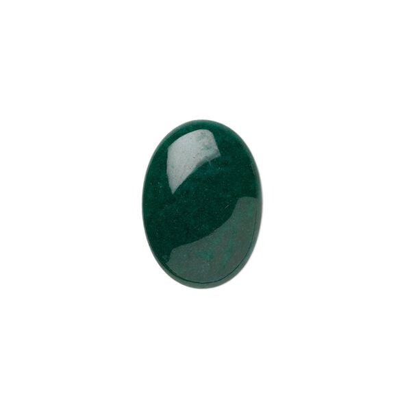 Cabochon, mountain "jade" (dolomite marble) (dyed), green, 18x13mm calibrated oval, B grade, Mohs hardness 3. Sold per pkg of 12. image number 0