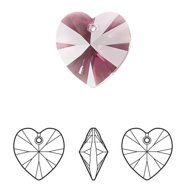 Drop 72pk rose, Swarovski® 18mm pendant heart 6228 image number 0