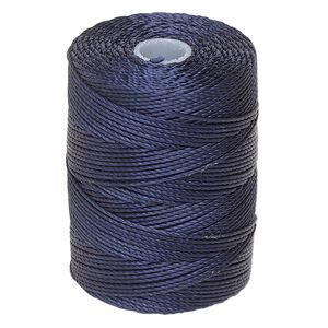 Thread, C-Lon®, nylon, navy blue, 0.5mm diameter. Sold per 92-yard spool.