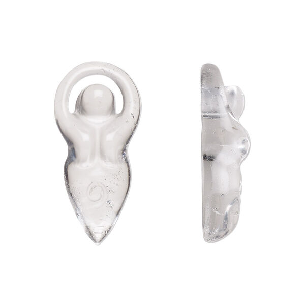 Component, quartz crystal (natural), 24x12mm-26x13mm hand-cut undrilled single-sided goddess, B grade, Mohs hardness 7. Sold individually. image number 0
