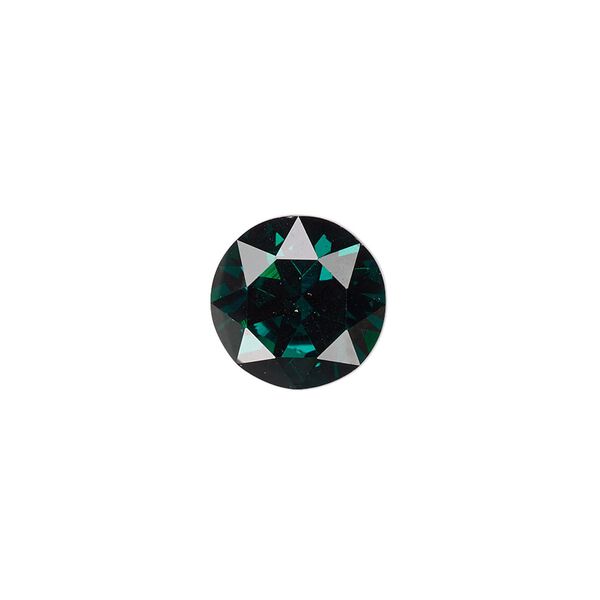 Chaton, crystal rhinestone, emerald green, foil back, 12.97-13.22mm faceted round, SS55. Sold per pkg of 2. image number 0