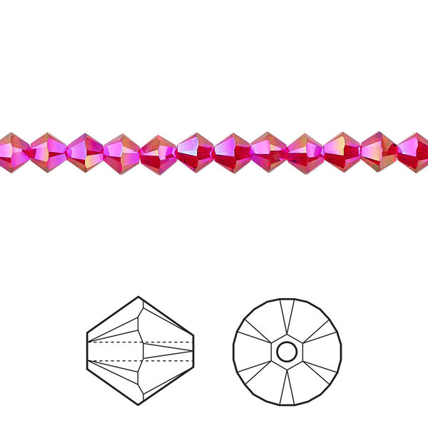 Bead 48pk light Siam shimmer 2X, Crystal Passions® 4mm bicone 5328 image number 0