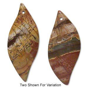 Red creek jasper 1pkg1, top-drilled flat back marquise focal 58x24mm