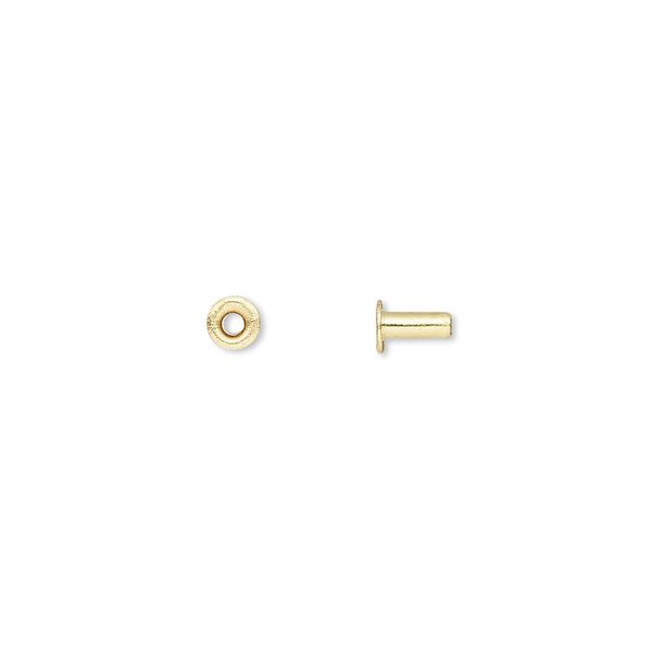 Eyelet, brass, 5x3.5mm with 4.5x1.9mm tube and 1.4mm inside diameter, fits 2mm hole. Sold per pkg of 100. image number 0