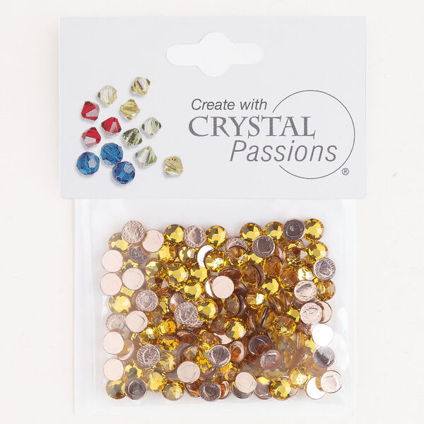 Flat back 1pkg144 sunflower, Crystal Passions&reg; rhinestone 4.60-4.80mm hotfix round SS20 image number 0