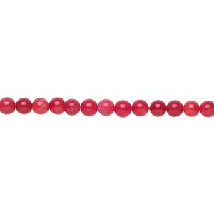 Bead, bamboo coral (dyed), red, 2.5-3mm hand-cut round, B grade, Mohs hardness 3-1/2 to 4. Sold per 15-1/2" to 16" strand.