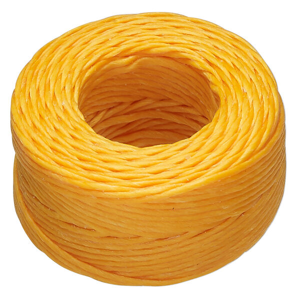 Thread, Hemptique®, polyester, pkg/25 yards, gold, 1mm smooth. image number 0