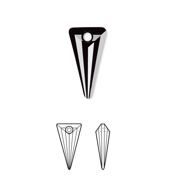 Drop 6pk jet, Crystal Passions® 18x10mm pendant spike 6480 image number 0