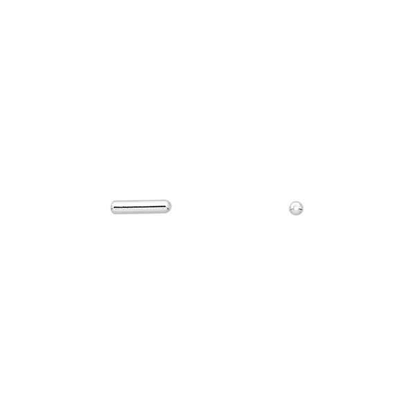 Bead, silver-plated brass, 6.5x1.5mm tube. Sold per pkg of 100. image number 0