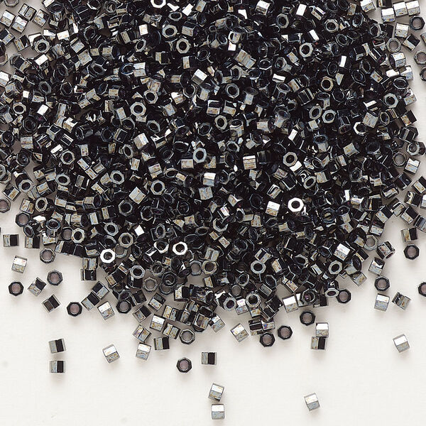 Seed bead, Delica®, glass, pkg/7.5g, #11 cut, opaque metallic gunmetal (DBC-0001). image number 0