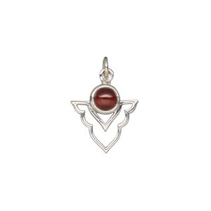 Garnet / sterling silver 1pkg1, antiqued open arrowhead drop natural 15.5x14mm