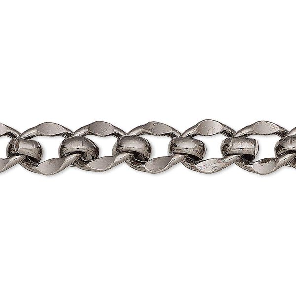 Chain 1pkg1 gunmetal-plated long & short, 8mm, brass 50 foot unfinished image number 0