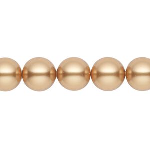 Pearl 100pk bright gold, Swarovski® 10mm round 5810