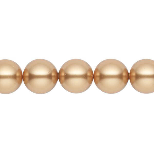 Pearl 100pk bright gold, Swarovski® 10mm round 5810 image number 0