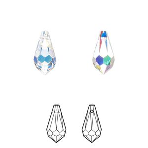 Drop 4pk crystal AB, Crystal Passions® 13x6.5mm pendant teardrop 6000