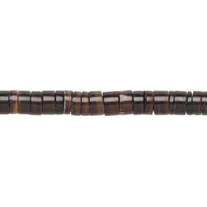 Bead, black pen shell (natural), 4-5mm hand-cut heishi, Mohs hardness 3-1/2. Sold per 24-inch strand.