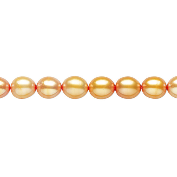 Pearl 1pkg1 cultured freshwater, 5-6mm rice C grade, 15 inch dyed dark golden rod image number 0