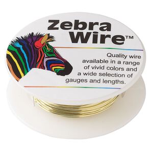 Wire, Zebra Wire™, brass, round, 24 gauge. Sold per 20-yard spool.