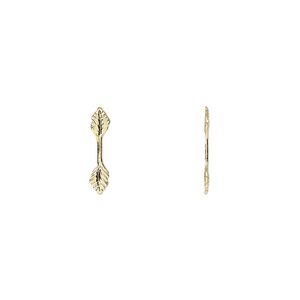 Bail, fold-over, gold-plated brass, 13x3mm double leaf with 6.5mm grip length. Sold per pkg of 100.