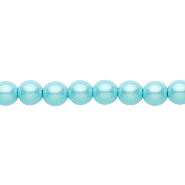 Bead, Czech pearl-coated glass druk, opaque iridescent turquoise green, 6mm round. Sold per 15-1/2" to 16" strand. image number 0