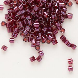 Seed bead, Delica®, glass, pkg/50g, #8 round, translucent gold luster wine (DBL-0116).
