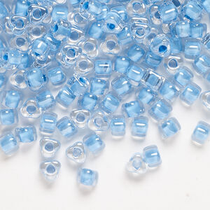 Seed bead, Miyuki 1pkg10g, glass, #5 triangle, transparent sky blue inside dyed color clear (TR-1116)