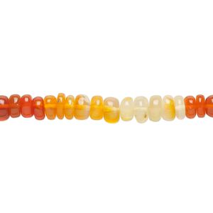 Fire opal 1pkg1, hand-cut rondelle bead natural 15.5-16 inch 4x2mm-6x4mm