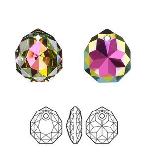 Drop 24pk crystal vitrail medium, Swarovski® 16x13.5mm pendant majestic 6436