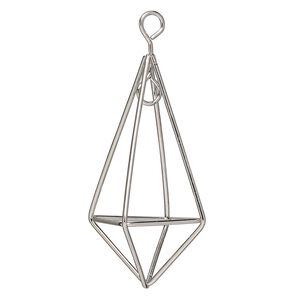 Wire frame, imitation rhodium-finished steel, 3x2-inch teardrop. Sold individually.