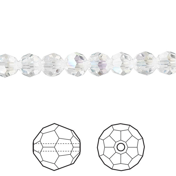 Bead 12pk crystal moonlight, Crystal Passions® 6mm round 5000 image number 0