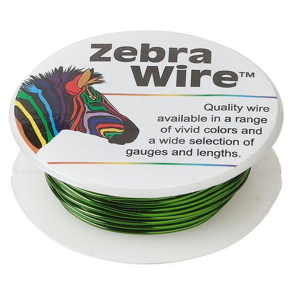 Wire, Zebra Wire™, color-coated copper, green, round, 20 gauge. Sold per 15-yard spool. image number 0