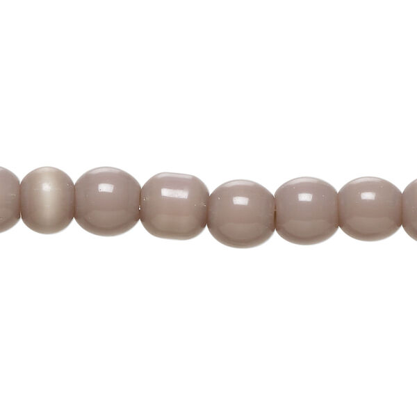 Bead, cat's eye glass (fiber optic glass), purple, 6-8mm irregular round. Sold per 14-inch strand, approximately 55 beads. image number 0