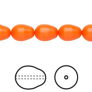 Pearl 10pk neon orange, Crystal Passions® 11x8mm pear 5821