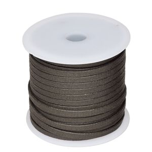 Cord, waxed cotton, brown, 4mm flat. Sold per 25-meter spool.