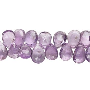 Amethyst 1pkg1, hand-cut top-drilled faceted puffed teardrop bead natural 8 inch 9x7mm-12x8mm