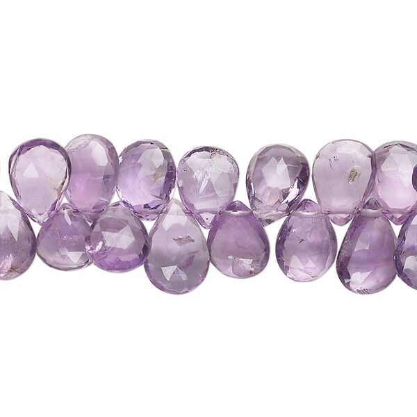 Amethyst 1pkg1, hand-cut top-drilled faceted puffed teardrop bead natural 8 inch 9x7mm-12x8mm image number 0
